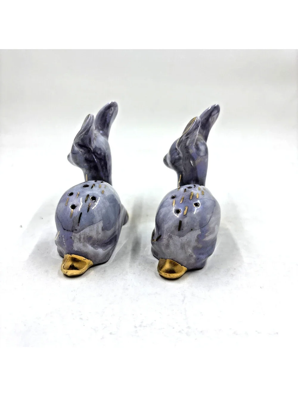 Deer - Vintage Salt & Pepper Shakers - Iridescent Blue